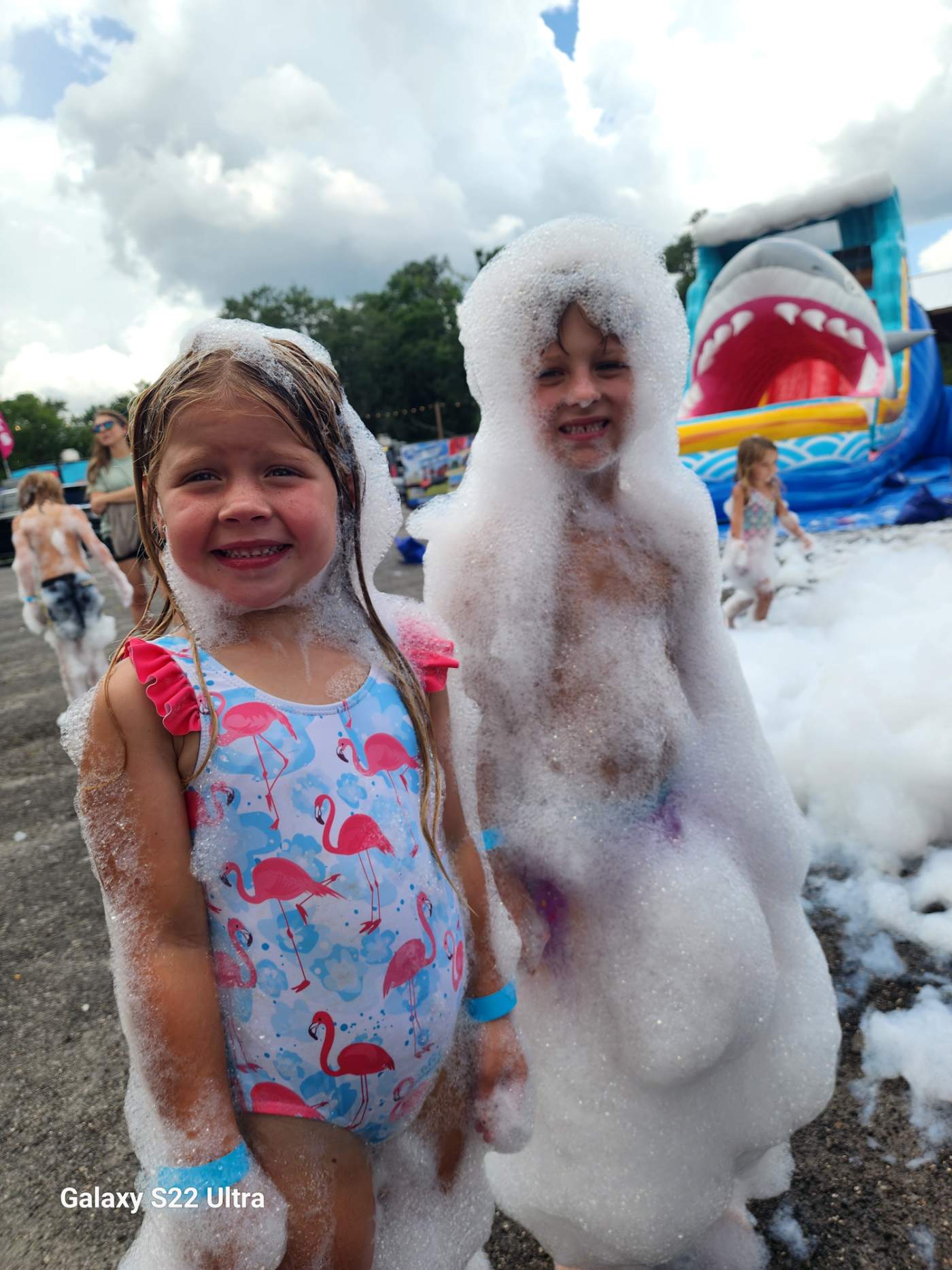 Kids covered in foam at a Lakeland foam party rental